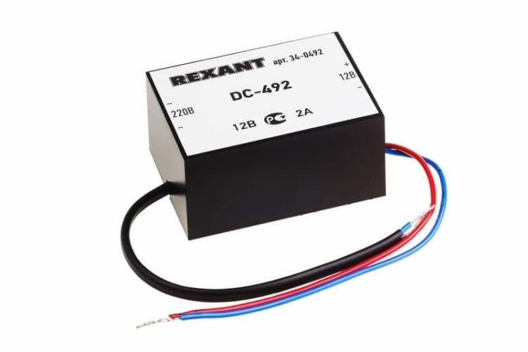Блок питания REXANT 34-0492 стабилизированный 12В, 2А, внутренняя DC-492