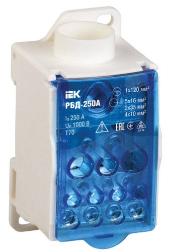 Блок распределительный IEK РБД на DIN-рейку РБД-250А RBD-250