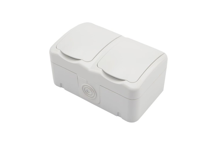 Блок розеток Kranz KR-78-0607 горизонтальный 2 (керамика) Mini OG IP54 с зазем.