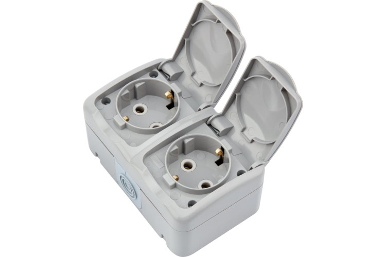 Блок розеток Kranz KR-78-0806 горизонтальный 2 Mini OG IP54 с зазем., о/у - изображение 2