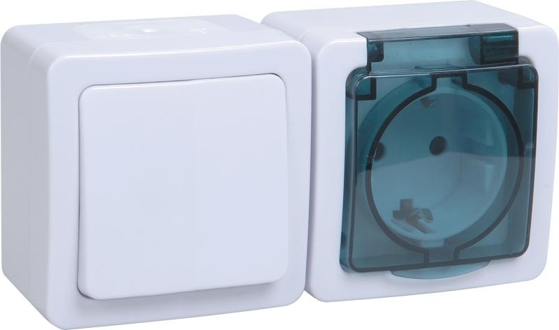 Блок выключатель-розетка IEK GERMES Plus БГб-22-31-ГПБд с заземлением EBGMP20-K03-31-54-EC