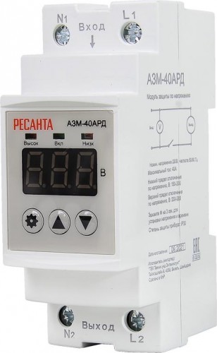 Блок защиты по напряжению Ресанта АЗМ-40АРД регулируемый (с дисплеем) 61/22/30