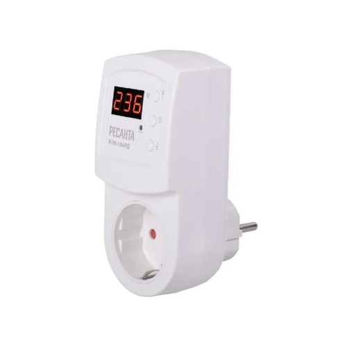 Блок защиты по напряжению Ресанта АЗМ 16AРД регулируемый (с дисплеем, в розетку) 61/22/32