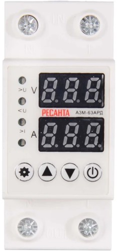 Блок защиты по напряжению Ресанта АЗМ-63АРД регулируемый (с дисплеем) 61/22/31 - изображение 2