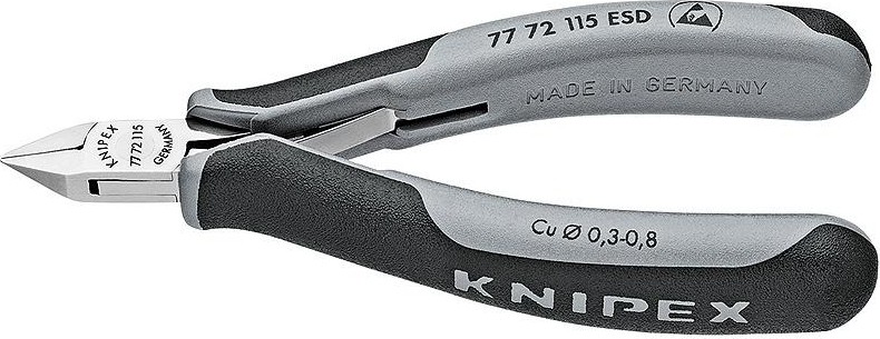 Бокорезы KNIPEX 7772115ESD для электроники 115 мм, антистатические KN-7772115ESD