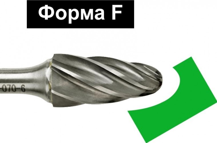 Бор-фреза по металлу  D.BOR форма F парабола с закругленной головой ALU 12.0*2 хв. 6 мм D-RB-AC-F-12-070-6 - изображение 2