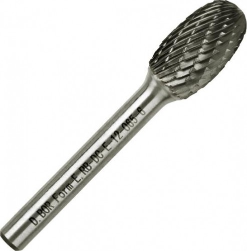 Бор-фреза по металлу  D.BOR форма Е овал DC 12.0*20/65 хв. 6 мм D-RB-DC-E-12-065-6