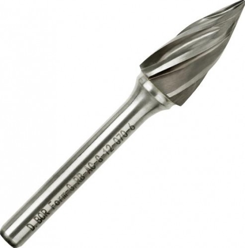 Бор-фреза по металлу  D.BOR форма G парабола с заостренной головой ALU 12.0*25 хв. 6 мм D-RB-AC-G-12-070-6