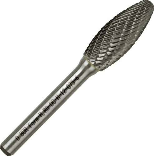 Бор-фреза по металлу  D.BOR форма Н язык пламени DC 12.0*30/75 хв. 6 мм D-RB-DC-H-12-075-6