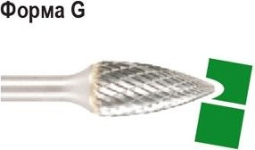 Бор-фреза по металлу  D.BOR форма G парабола с зао. головой  6,0*18,0/50,0 хв. 6 мм 9f-16060k02d W-040-9F-16060K02D