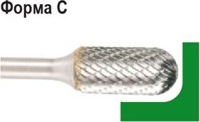 Бор-фреза по металлу  D.BOR форма С цилиндр со сферическим концом   9,6*19,0/64,0 хв. 6 мм 9f-12096k02d W-040-9F-12096K02D