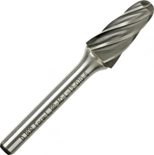 Бор-фреза по металлу  D.BOR форма L конус с закругленной головой ALU 12.0*25/7 хв. 6 мм D-RB-AC-L-12-070-6