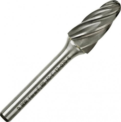Бор-фреза по металлу  D.BOR форма F парабола с закругленной головой ALU 12.0*2 хв. 6 мм D-RB-AC-F-12-070-6