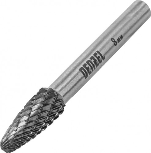 Бор-фреза по металлу  Denzel тип-F твердосплавная, параболическая, 8 мм 72042