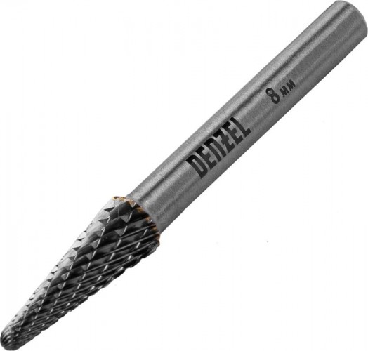 Бор-фреза по металлу  Denzel тип-L твердосплавная, коническая закругленная, 8 мм 72067