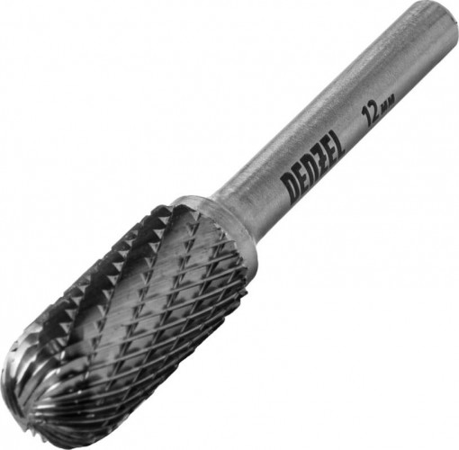 Бор-фреза по металлу  DENZEL  твердосплавная, цилиндрическая закругленная, тип-с, 12 мм 72019