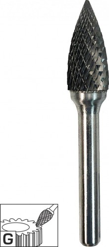 Бор-фреза по металлу  Профоснастка №385, 6*16*61 мм, d хв.= 6 мм, Форма G двойная заточка 860760616610