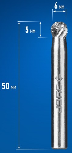 Бор-фреза по металлу  ЗУБР 28803-6-5 6х5 мм, тип d, твердосплавная - изображение 2