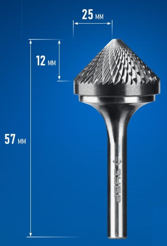 Бор-фреза по металлу  ЗУБР 28809-25-12 25х12 мм, тип k, твердосплавная - изображение 2