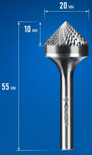 Бор-фреза по металлу  ЗУБР 28809-20-10 20х10 мм, тип k, твердосплавная - изображение 2
