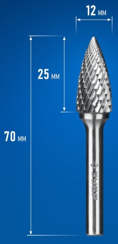 Бор-фреза по металлу  ЗУБР 28806-12-25 12х25 мм, тип g, твердосплавная - изображение 2