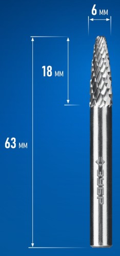 Бор-фреза по металлу  ЗУБР 28805-6-18 6х18 мм, тип f, твердосплавная - изображение 2