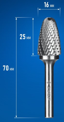 Бор-фреза по металлу  ЗУБР 28805-16-25 16х25 мм, тип f, твердосплавная - изображение 2