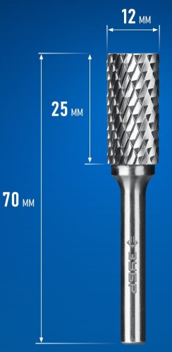 Бор-фреза по металлу  ЗУБР 28800-12-25 12х25 мм, тип а, твердосплавная - изображение 2