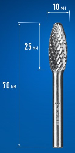 Бор-фреза по металлу  ЗУБР 28807-10-25 10х25 мм, тип h, твердосплавная - изображение 2