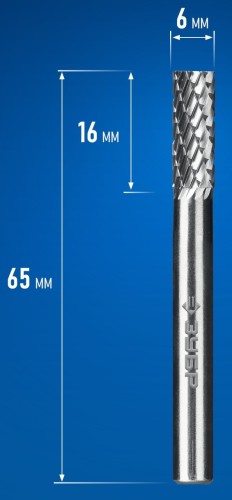 Бор-фреза по металлу  ЗУБР 28800-6-16 6х16 мм, тип а, твердосплавная - изображение 2