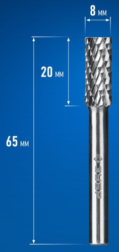 Бор-фреза по металлу  ЗУБР 28800-8-20 8х20 мм, тип а, твердосплавная - изображение 2
