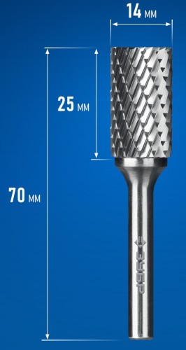 Бор-фреза по металлу  ЗУБР 28801-14-25 14х25 мм, тив b, твердосплавная - изображение 2