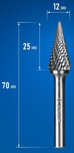 Бор-фреза по металлу  ЗУБР 28811-12-25 12х25 мм, тип m, твердосплавная - изображение 2