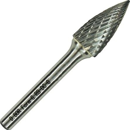 Борфреза по металлу D.BOR форма G парабола с заостренной головой 10.0*20/65  DC хв. 6 мм D-RB-DC-G-10-065-6