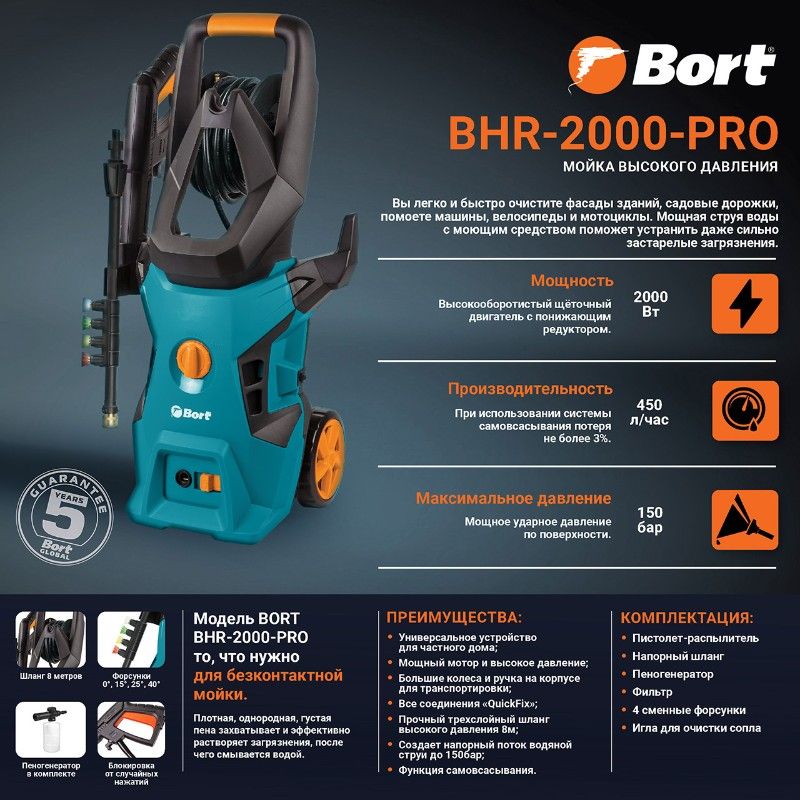Мойка высокого давления Bort BHR-2000-Pro - изображение 8