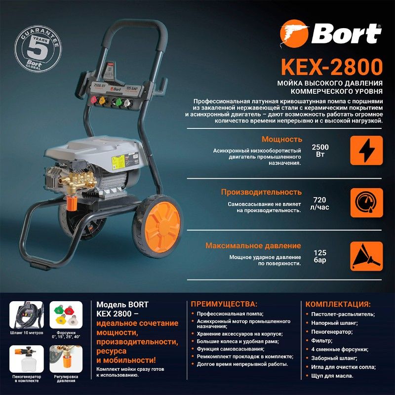Мойка высокого давления Bort KEX-2800 - изображение 3