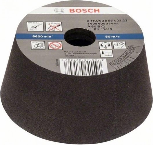 Чашка конусная шлифовальная по металлу  BOSCH 110х90х55 М14; P 60  1608600234