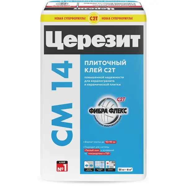 Клей для плитки и керамогранита Церезит CM 14 Extra 25 кг