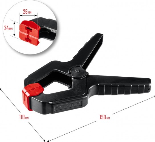Cтрубцина легкая ЗУБР МАСТЕР мз-80 пружинный зажим 75/75 мм, 32247-8 - изображение 2