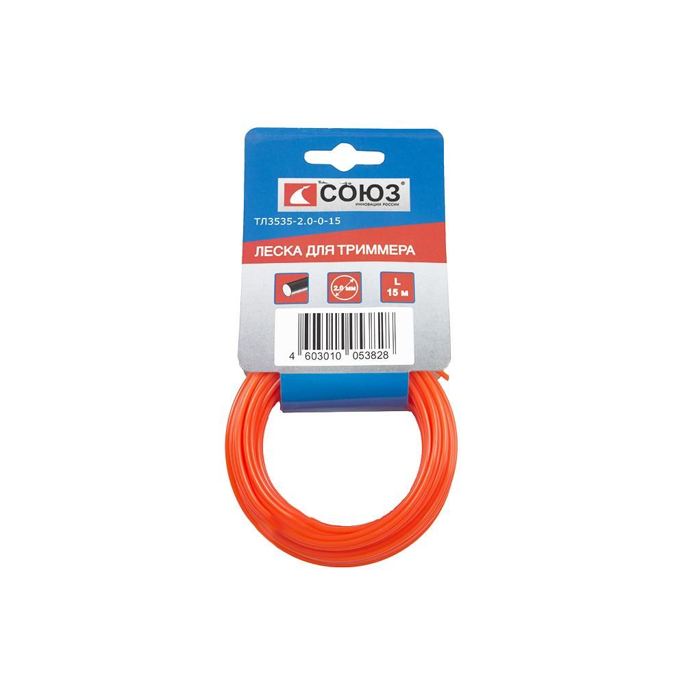 Леска для триммера, d=2.0 мм, l=15 м, КРУГ, СОЮЗ ТЛ3535-2.0-0-15