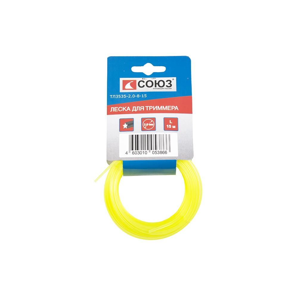Леска для триммера, d=2.0 мм, l=15 м, ЗВЕЗДА, СОЮЗ ТЛ3535-2.0-8-15
