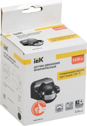 Датчик движения IEK ДД 009 180° IP44 черный LDD10-009-1100-002 - изображение 3