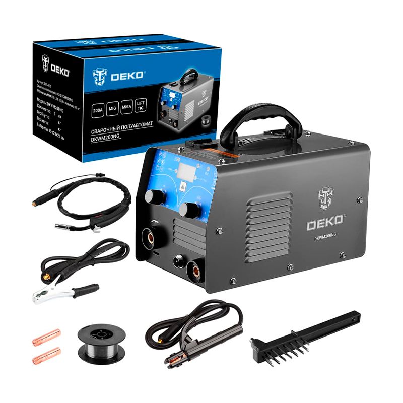 Сварочный полуавтомат DEKO DKWM200NG, MIG без газа/MMA/TIG LIFT, 200А + проволока 0.5 кг - изображение 2