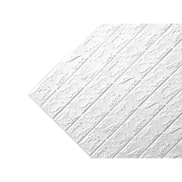 Листовая панель ПВХ самоклеящаяся мягкая DEKOR PANEL 3D кирпич белый 770x700x4 мм 0.539 м2 - изображение 2