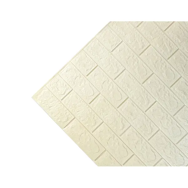 Листовая панель ПВХ самоклеящаяся мягкая DEKOR PANEL 3D кирпич слоновая кость 770x700x4 мм 0.539 м2 - изображение 2