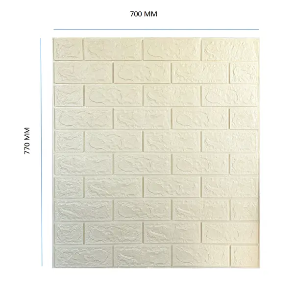 Листовая панель ПВХ самоклеящаяся мягкая DEKOR PANEL 3D кирпич слоновая кость 770x700x4 мм 0.539 м2 - изображение 4