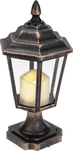 Декоративный фонарь на подставке со свечкой Neon-Night 513-058 бронзовый корпус, размер 14,5х17х31см, цвет теплый - изображение 2