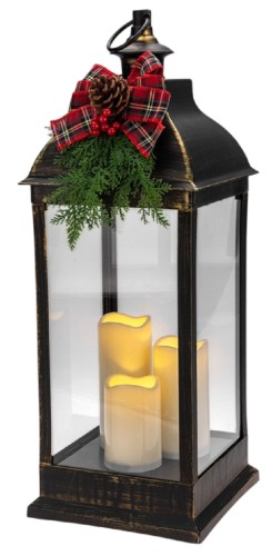 Декоративный фонарь с тремя свечами Neon-Night 513-049 бронзовый корпус, размер 24х24х65см