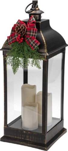 Декоративный фонарь с тремя свечами Neon-Night 513-049 бронзовый корпус, размер 24х24х65см - изображение 2