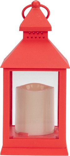Декоративный фонарь со свечкой, красный корпус Neon-Night 513-059 размер 10,5х10,5х24см, цвет теплый белый - изображение 3